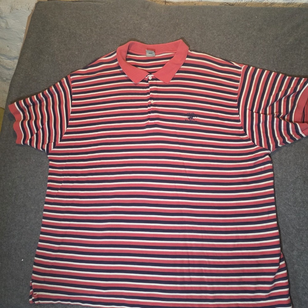 Beverly Hills Polo Club Polo Shirt Mens 3XL Multicolor Striped Cotton Casual 325